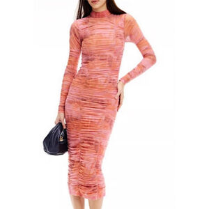 Rococo Sands Ruched Abstract MIDI dress